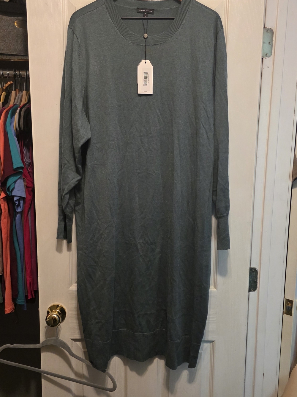 Universal Standard Knit Crewneck Midi Dress, Sz L, Silver Pine Color, NWT - Picture 2 of 6
